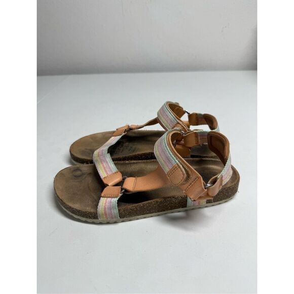 Cat & Jack Val Girl’s Tan Hook and Loop Open Toe Footbed Sandals Size 2 See Note - Picture 3 of 11